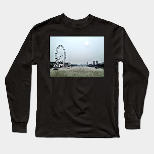 View from Embankment Bridge, London Long Sleeve T-Shirt by Ludwig Wagner